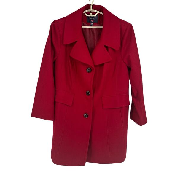 London Fog Jackets & Blazers - NEW London Fog Heavyweight Wool Blend Red Felt Button Front Coat Sz 2X